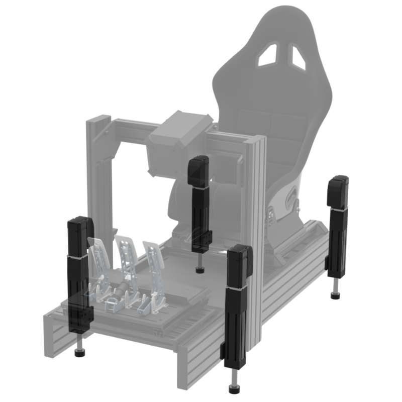 REACTOR Motion – simulator rig Sim racing cockpit fitted with REACTOR Motion actuators