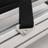 REACTOR harness – aluminium-profile attachment Harness strap mounting plate bolted to an aluminium-profile rig